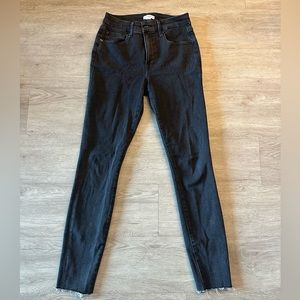 Good American Greyish Black Skinny Fringe Jeans